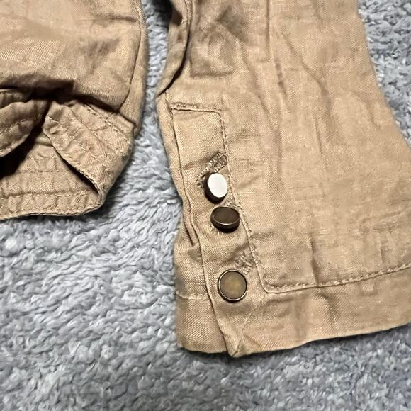 Anthropologie Hei Hei Bomber Jacket Womens 6 Small Linen Pleated Zip Military - Picture 5 of 9